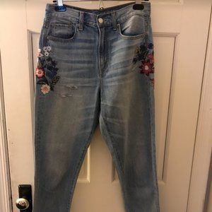 AE Floral Embroidered Mom Jeans